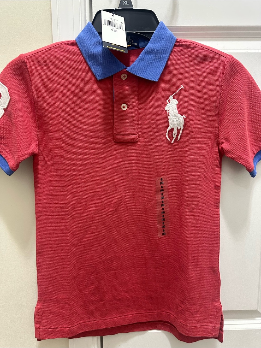 Ralph Lauren Red Polo with Blue Collar & Trim - Kids